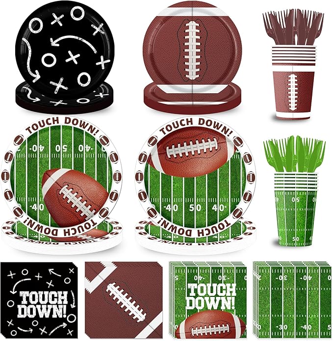 Football Party Decorations Tableware 168pcs Football Plates and