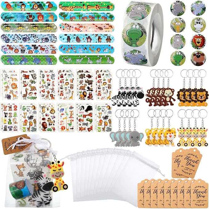 121 Pcs Jungle Safari Party Favors Animals Theme Birthday Supplies