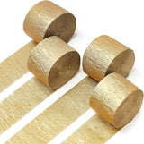 PartyWoo Gold Crepe Paper Streamers 4pcs 328ft Pack of Gold Crepe