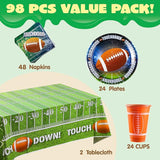 98 Pcs Football Party Supplies Set Serves 24 with 24 Cups 24 Plates