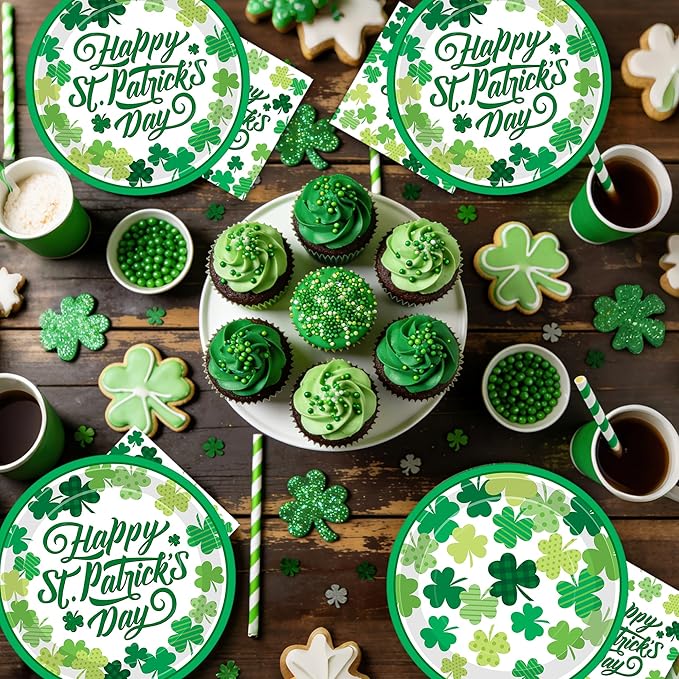 106PCS St Patrick's Day Plates and Napkins Set St Patricks Day