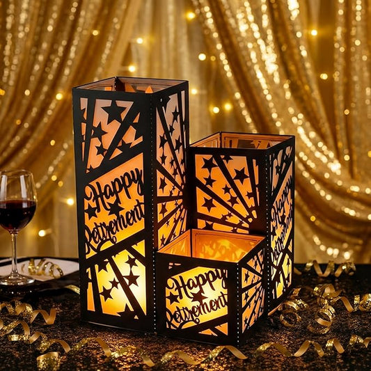12 Pcs Happy Retirement Party Table Decorations Black and Gold