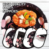96Pcs Retirement Party Decorations Black Rose Gold Retirement Plates