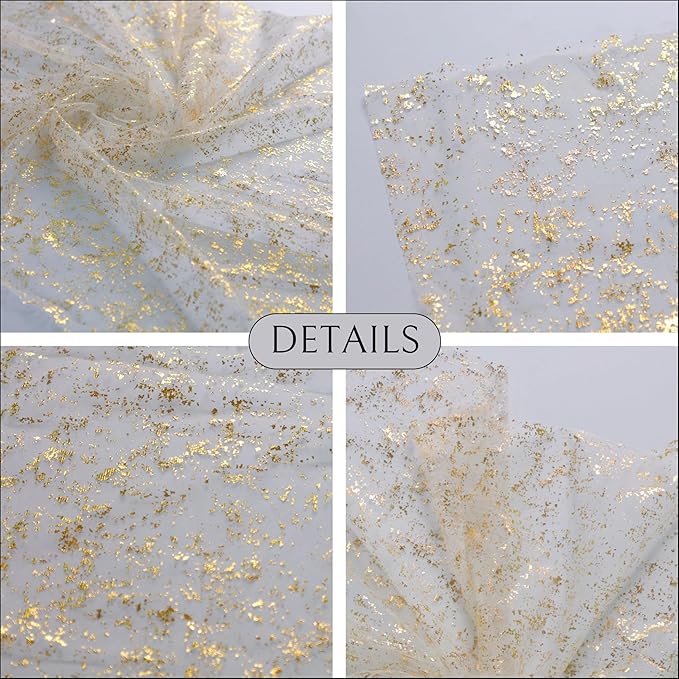 Snowkingdom 10 Ft Gold Table Runner, Sheer Gauze Chiffon Tulle