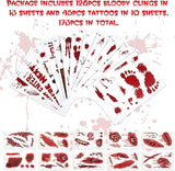 173PCS Halloween Bloody Footprints Floor Clings Plus Tattoos