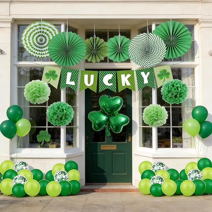 37 Pcs St Patricks Day Decorations Set Shamrock Lucky Banner Foil