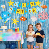 Blue Tinsel Curtain Party Backdrop - GREATRIL Foil Curtain Party