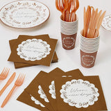 144Pcs Boho Birthday Party Supplies Decorations Brown Flower Paper