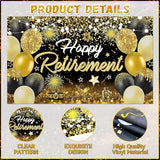 Happy Retirement Party Decorations for Men and Women Black and Gold