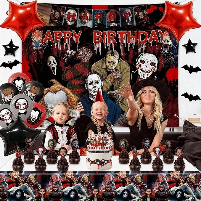 Horror Birthday Party Decorations 50 Pcs Halloween Theme Kit with