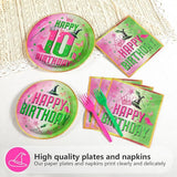 96pcs Witch Birthday Decorations Pink and Green Witch Theme Paper