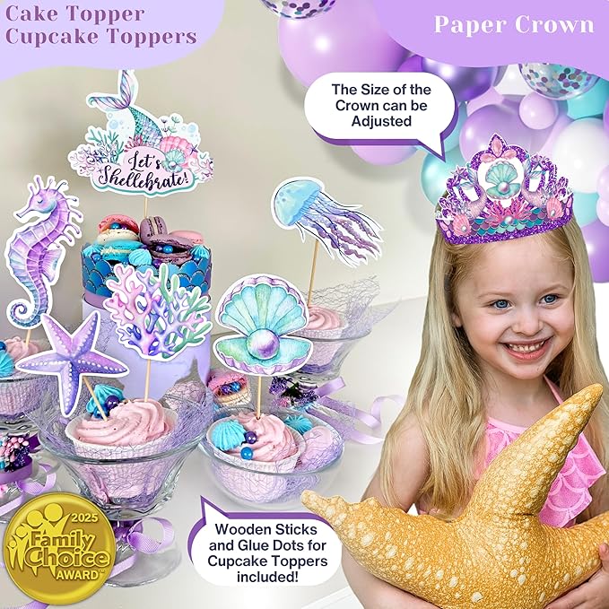 248 Pieces Little Mermaid Birthday Decorations Kit All in 1 Girl's