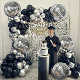 KatchOn, Silver Disco Ball Balloons - Huge 22 Inch, Pack of 6 | 4D