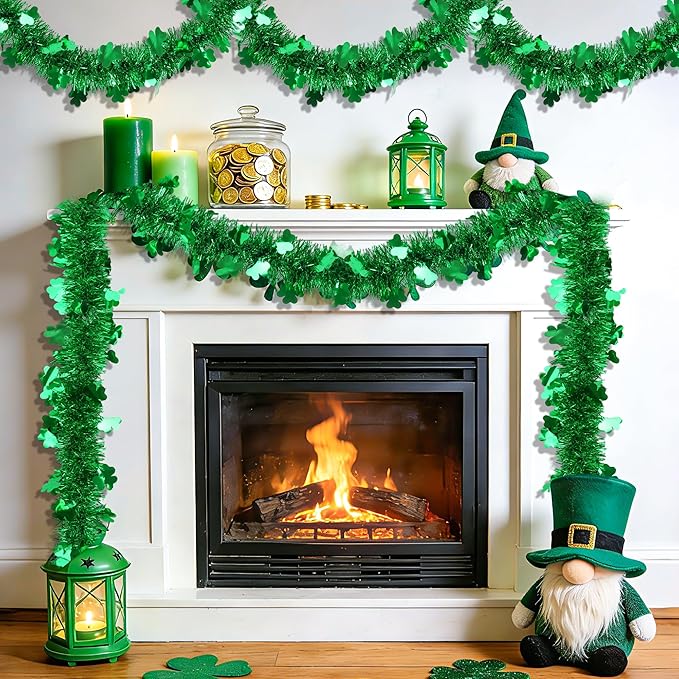 50 FT St Patricks Day Decorations Shamrock Garland Decor Green