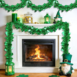50 FT St Patricks Day Decorations Shamrock Garland Decor Green