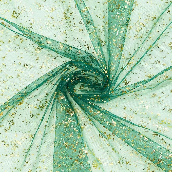 Artoid Mode Green Gold Gauze Table Runner 120 Inch 10FT, Glitter
