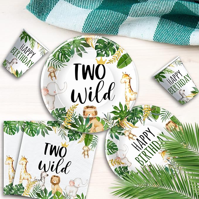 Jungle Animal Theme Two Wild Birthday Plates And Napkins Party