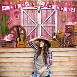 Breling Western Cowgirl Party Decoration 71x43 Inch Pink Western