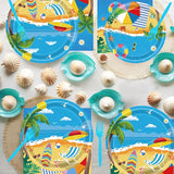 96 Pcs Summer Beach Plates and Napkins Beach Theme Decorations