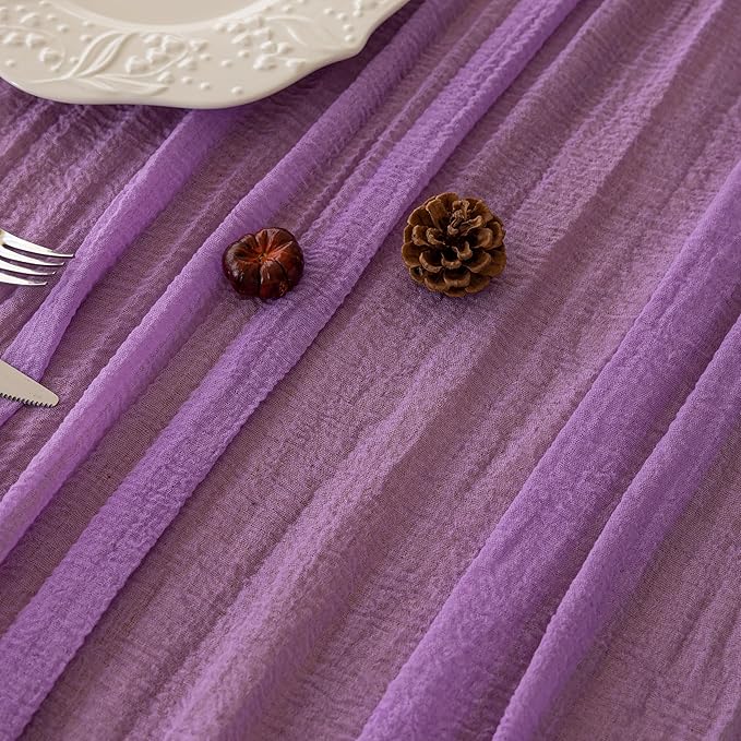 Keketoarrange 3pcs Spring Table Runner Lavender Gauze Rustic Boho