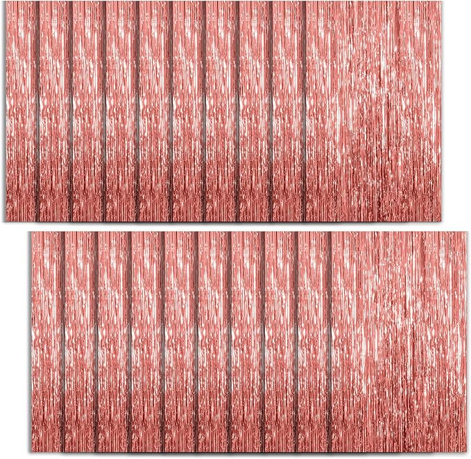 20 Pack Foil Curtain Backdrop Rose Gold Metallic Tinsel Foil Fringe