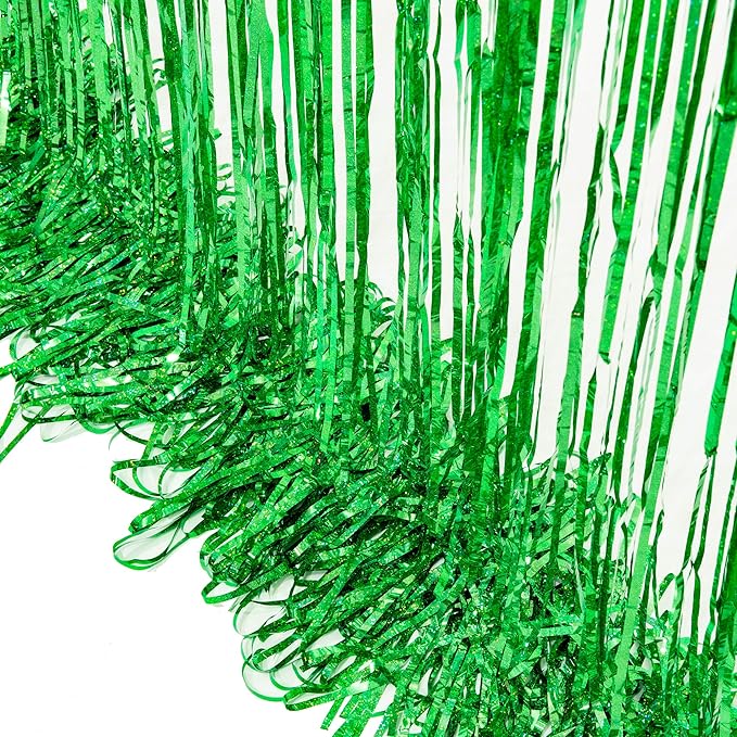 BRAVESHINE Tinsel Foil Fringe Curtains - 2 Pack 3.2 x 8.2 ft Metallic