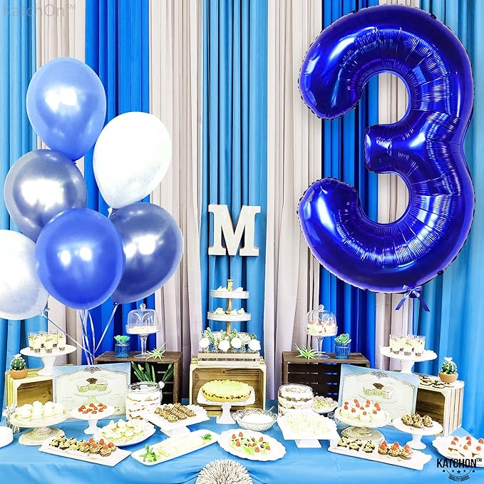 KatchOn, Giant Royal Blue Number 3 Balloon - 40 Inch | Navy Blue 3