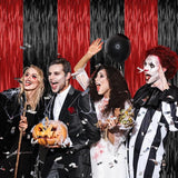2 Pack Backdrop Curtains, 3.28 FT x 7.05 FT Black and Red Party