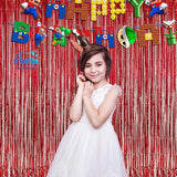 GREATRIL Red Fringe Curtains Party Streamers Backdrop Foil Tinsel