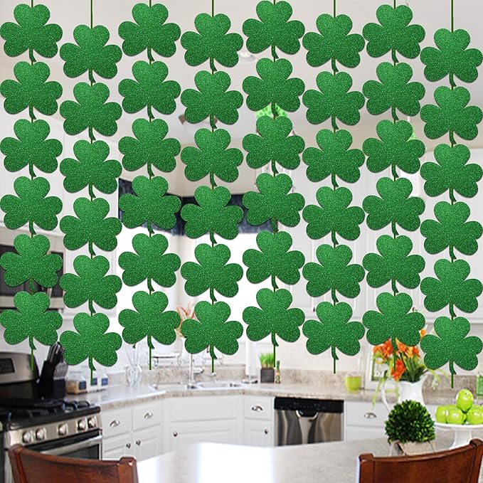 St Patrick's Day Shamrock Decorations 12 Pcs Hanging Swirls for St