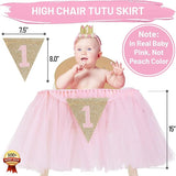 1st Birthday Girl Decoration High Chair Tutu Skirt WITH No.1 Crown