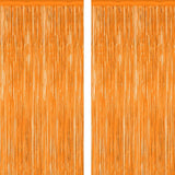 2 Pack Backdrop Curtains, 3.28 FT x 7.05 FT Orange Color Tinsel