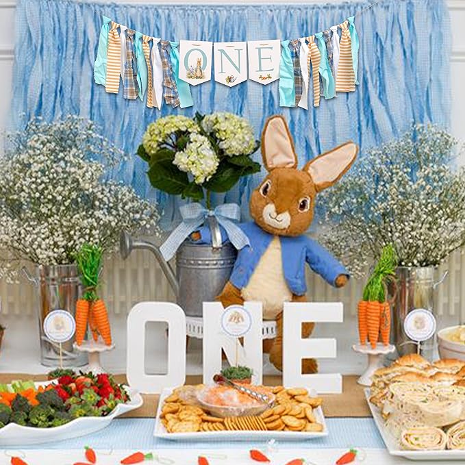 Rabbit One High Chair Banner First Birthday Party Highchair Banner