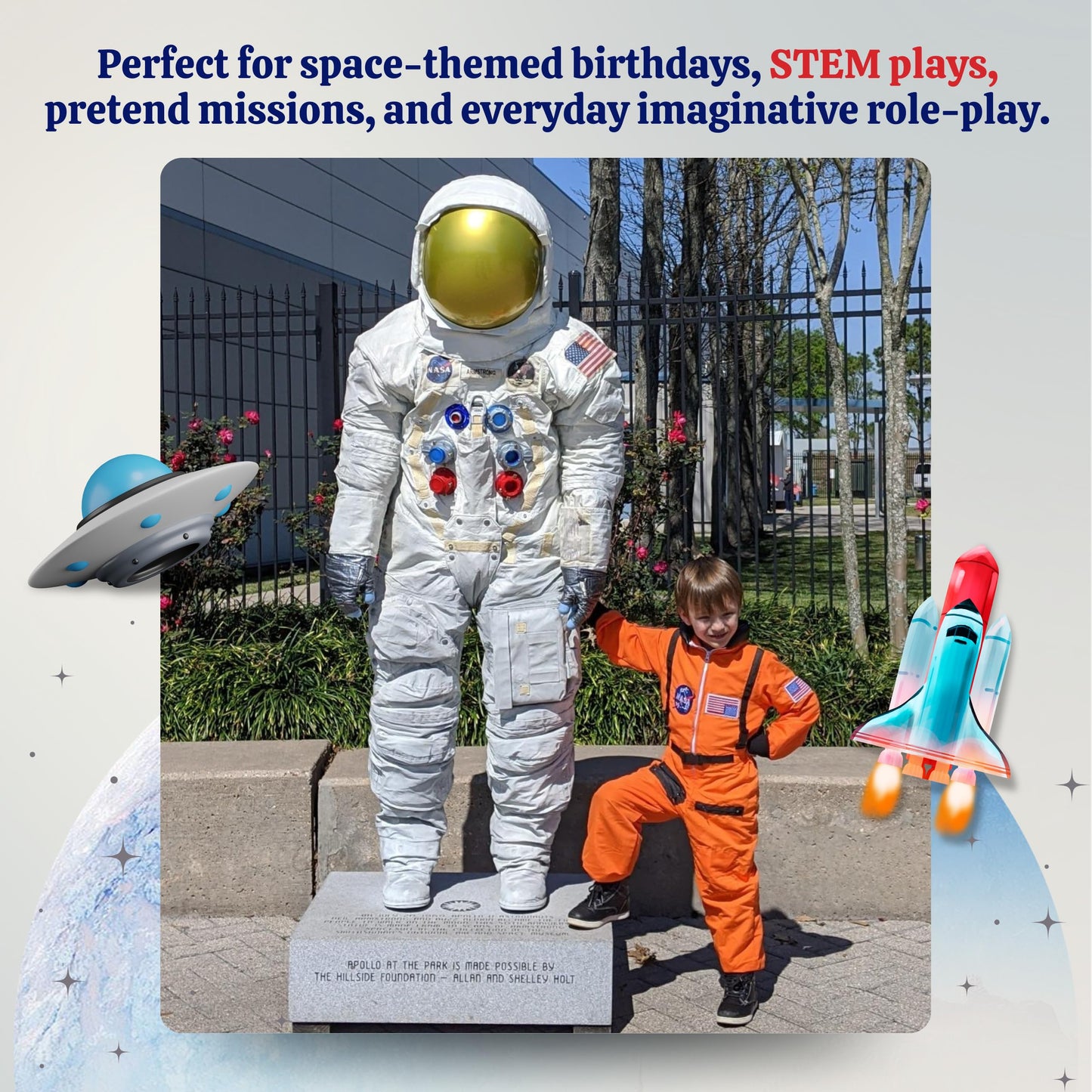 Dress Up America Kids NASA Astronaut Costume – White Space Suit with