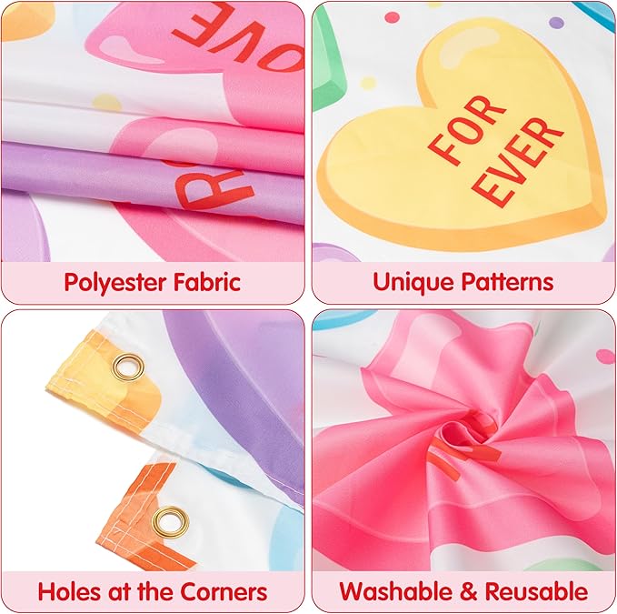 Xtralarge Valentine's Day Conversation Heart Backdrop Banner