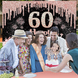 60th Birthday Decorations for Woman with Banner Rose Gold Tablecloth