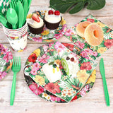 133 PCS Hawaiian Aloha Party Supplies Disposable Dinnerware Set