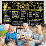 DARUNAXY 65th Birthday Black Gold Party Decoration, Back in 1961