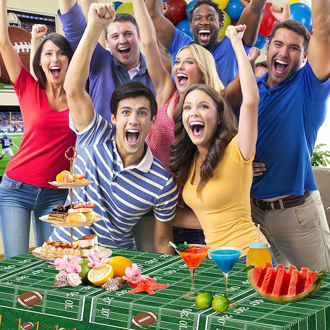 Super Game Bowl Party Decorations 2026 - Green Tablecloth for