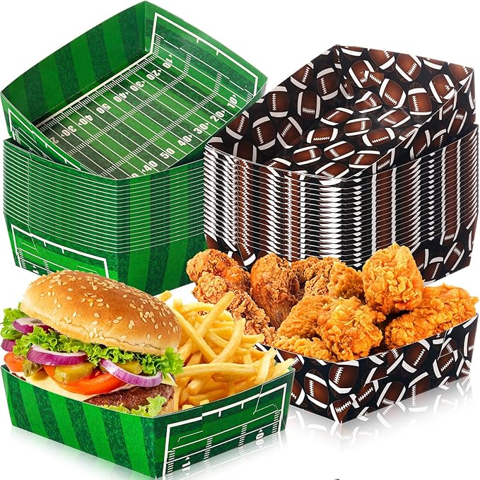 36 Pack Football Party Supplies Large 5 lb Football Plates Trays