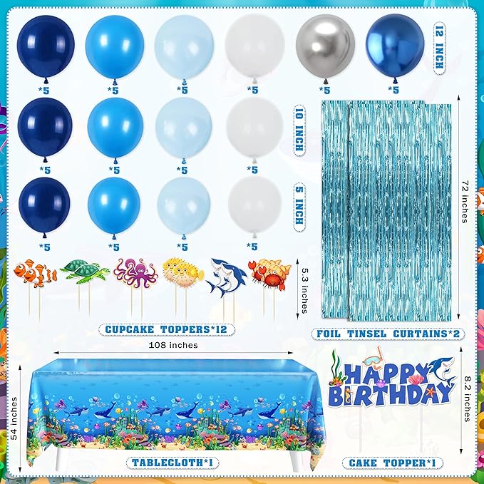 Under the Sea Party Decorations 98Pcs Ocean Theme Birthday Party