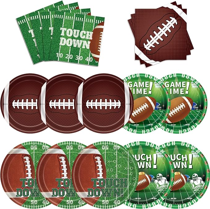 Football Party Supplies Plates and Napkins Tableware Set Football