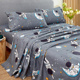 JSD Grey Astronaut Kids Sheet Set Full Size, 4 Piece Boys Space