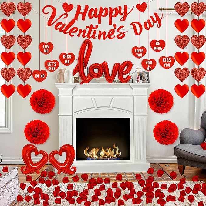 Valentines Day Decorations Set with Happy Valentine's Day Banner