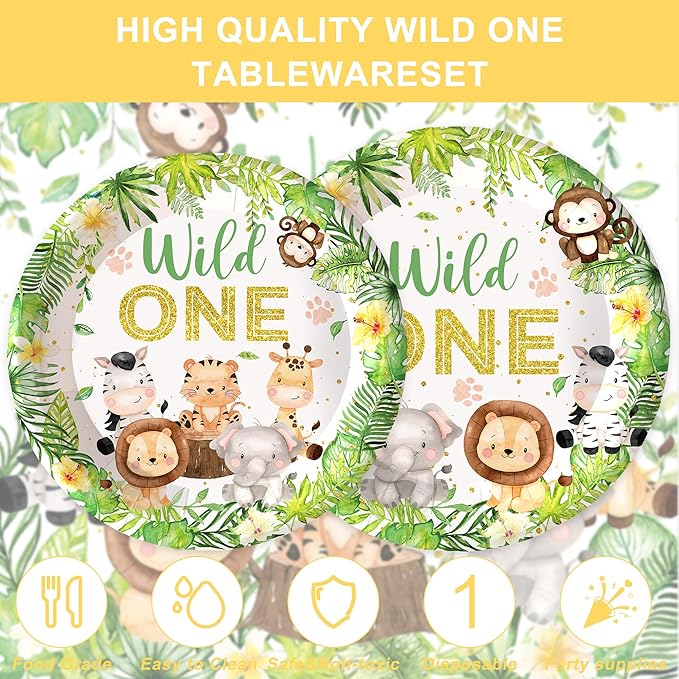 120PCS Wild One Party Supplies for Boys 1st Kids First Birthday