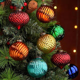 IndianShelf 6 Colorful Christmas Balls - Glass Tree Ornaments -