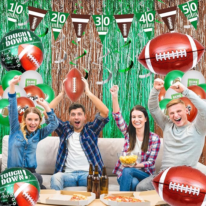55Pcs Football Party Decorations Streamers Balloons Football Photo