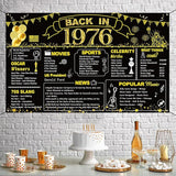 DARUNAXY 50th Birthday Black Gold Party Decoration, Back in 1976