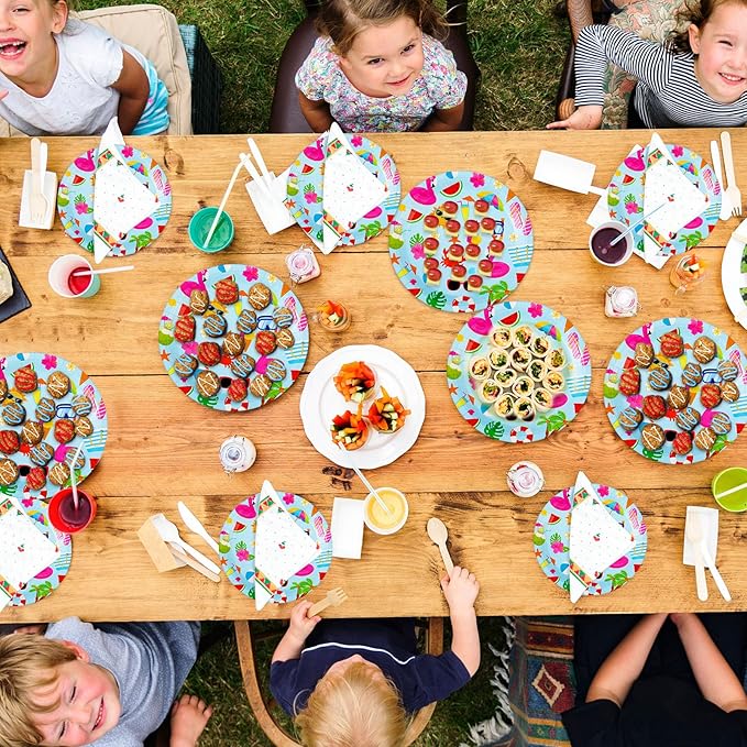 120 Pcs Summer Party Paper Plates Disposable Round