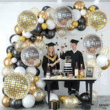 KatchOn, Silver and Gold Disco Ball Balloons -22 Inch, Pack of 6 | 4D